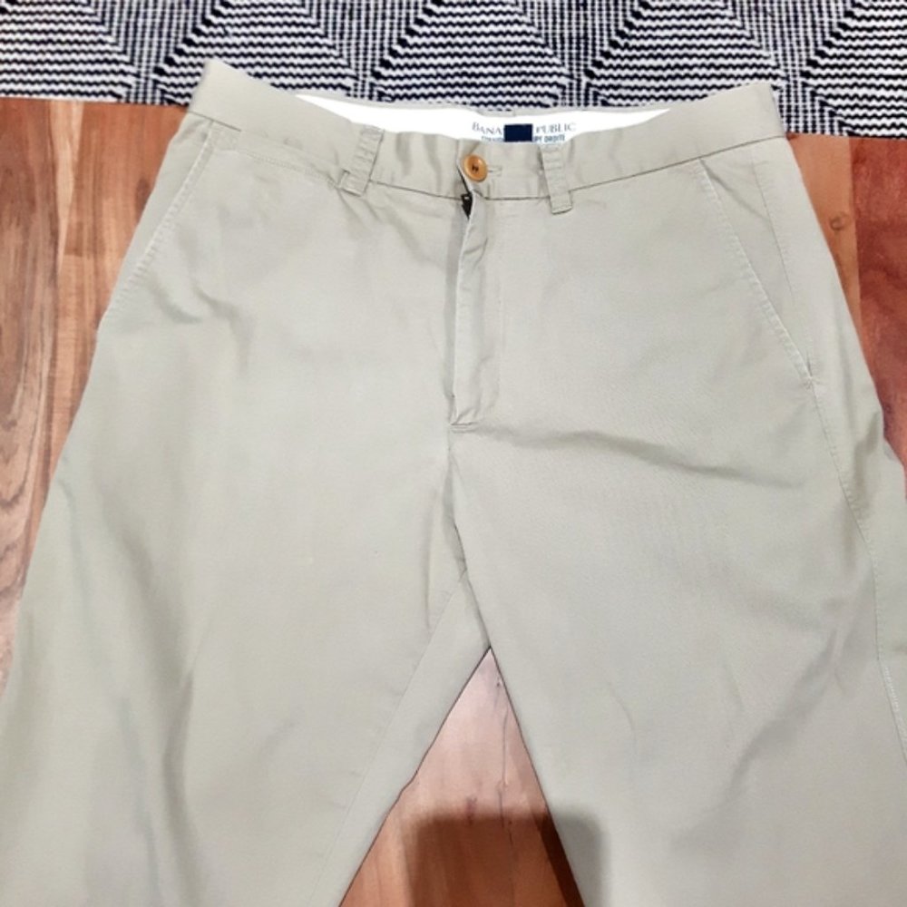MENS BANANA REPUBLIC STRAIGHT FIT COTTON PANTS- OFF WHITE- 32/30 - Picture 7 of 13